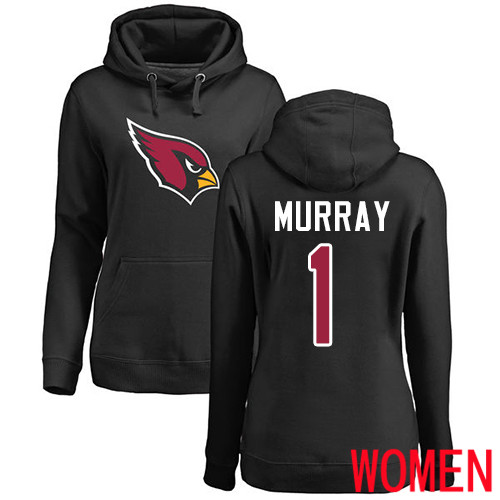 Arizona Cardinals Black Women Kyler Murray Name And Number Logo NFL Football #1 Pullover Hoodie Sweatshirts->women nfl jersey->Women Jersey